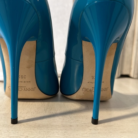 Jimmy Choo Anouk turquoise patent stilettos size 36.5 - Picture 8 of 10